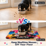 Personalized Graffiti Oil Painting Style Crown Pet Photo Pet Feeding Mat with Name Home Decor Pet Supplies Birthday Gift for Pet Owners Lovers
