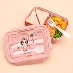 Personalized Birth Flower Family Character Food Grade Microwavable Lunch Box with Name and Cutlery Back to School Daily Use Gift for Boys Girls Family