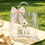 Personalized Cute Floral Dog Animal Clear Gift Bag with Name Daily Use Birthday Gift for Kids