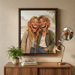 Personalized Exaggerated Caricature Style Photo Canvas Prints Living Room Decor Ship from USA Housewarming Gift for Couples Friends Parent