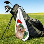 Personalized Cute Golf Pet Photo Super Absorbent Waffle Sport Towel with 1-5 Names and Hanging Clip Game Day Birthday Gift for Golf Players Pet Lovers