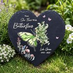 Personalised Birth Flower Butterfly Heart Circle Shaped Garden Stone with Name and Year Garden Decor Memorial Gift for Family