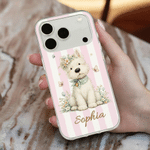 Personalized Cute Cartoon Animal Striped Phone Case for iPhone with Name Daily Use Birthday Gift for Friends Family Pet Lovers