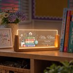 Personalised Book Flower  Acrylic LED Nameplate Night Light with Title Surname and Wooden Base Desk Decor Teacher's Day Appreciation Gift for Teacher