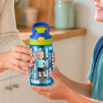 Personalized Cartoon Character 16 oz Kid Water Bottle with Straw Handle and Name Back to School Children's Day Birthday Gift for Children