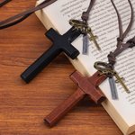 Personalized Adjustable Wooden Cross Necklace with Text Daily Wear Religious Baptism Gift for Christian Woman Man