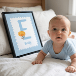 Personalised Birth Flower Striped Canvas Prints with Name Warm Nursery Decor Ship from USA Baby Shower Birthday Gift for New Dad Mum