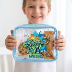 Personalized Dinosaur Ink Splash Design Clear Snack Bag with Name Travel Back to School Birthday Gift for Kids Dinosaur Lovers