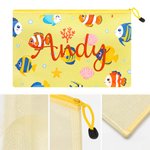 Gepersonaliseerde PVC-strandtas met veelkleurig patroon van zeedieren en naam – voor dagelijks gebruik, verjaardagscadeau voor familie en vrienden