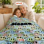 Personalised Playful emoji Soft Throw Blanket with Name Home Decor Birthday Gift for Friends Kids Family | Callie × emoji ™