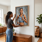 Personalised Oil Painting Style Athlete Photo Canvas Prints with Name Home Decor Ship from USA Birthday Team Gift for Sports Lover