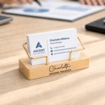 Porte-cartes en bois minimaliste personnalisé avec nom et fonction – Décoration de bureau – Cadeau d'anniversaire professionnel pour un cadre ou un collègue