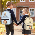 Personalised Cute Animals Large Capacity Kid School Backpack with Name and Initial Daily Use Back to School Birthday Gift for Kids Girls Boys