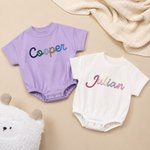 Personalised Colourful Name Comfortable Short-Sleeve Long-Sleeve Baby Bodysuit Baby Shower Holiday Gift for Newborn New Mum