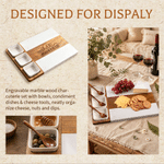 Personalized Acacia Marble 11 Pcs Cutting Board Coaster Set with Name and Initial Home Use Wedding Housewarming Gift for Family Friends