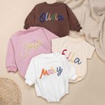 Personalised Colourful Name Comfortable Short-Sleeve Long-Sleeve Baby Bodysuit Baby Shower Holiday Gift for Newborn New Mum