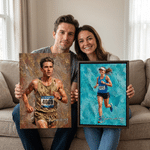 Personalised Oil Painting Style Athlete Photo Canvas Prints with Name Home Decor Ship from USA Birthday Team Gift for Sports Lover