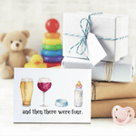 Personalised Watercolour Beer Wine Baby Bottle Pet Bowl Greeting Card Invitation with Text and Year Baby Shower Party Gift for Newborns New Parents
