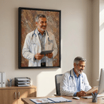 Tableau sur toile médical personnalisé avec photo et nom - Effet peinture à l'huile moderne - Cadeau d'anniversaire pour médecin ou infirmière