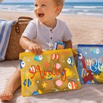 Gepersonaliseerde PVC-strandtas met veelkleurig patroon van zeedieren en naam – voor dagelijks gebruik, verjaardagscadeau voor familie en vrienden
