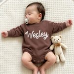 Personalised Colourful Name Comfortable Short-Sleeve Long-Sleeve Baby Bodysuit Baby Shower Holiday Gift for Newborn New Mum