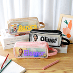 Personalized 3D Cartoon Character Large Capacity Mesh Pencil Case with Name Back to School Gift for Kids Students