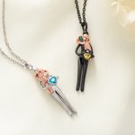 Personalisierte, zierliche Eltern-Kind-Halskette mit Geburtssteinen – Familienschmuck, Muttertags- und Geburtstagsgeschenk für Mama und Oma