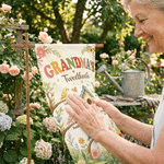 Personlig hjärtformad, färgglad fågelholk med blommönster – trädgårdsflagga med 1–12 namn – trädgårdsdekoration till födelsedag och årsdag för mamma och mormor