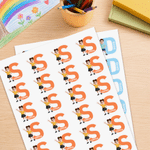 Personalised Cute Cartoon Character Waterproof Labels Stickers with Initial and Name Birthday Back to School Gift for Boys Girls