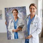 Tableau sur toile médical personnalisé avec photo et nom - Effet peinture à l'huile moderne - Cadeau d'anniversaire pour médecin ou infirmière