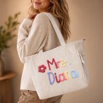 Personalised Rainbow Floral Teacher Themed Corduroy Tote Bag with Text Daily Use Teacher's Day Gift for Teachers Educators