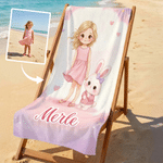 Personalised Photo Cartoon Character Oversized Quick Dry Beach Towel with Name Beach Pool Party Summer Vacation Birthday Gift for Kid Boy Girl