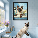 Foto personalizzata dell'animale da bagno - Stampa su tela incorniciata come decorazione da parete per il bagno - Spedizione dagli Stati Uniti - Regalo di anniversario o compleanno per i proprietari d