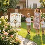 Personlig hjärtformad, färgglad fågelholk med blommönster – trädgårdsflagga med 1–12 namn – trädgårdsdekoration till födelsedag och årsdag för mamma och mormor