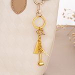 Personalized Scissor Comb Hair Dryer Bow Keychain with Initial Birthday Barber Shop Opening Gift for Barbers Hair Stylists