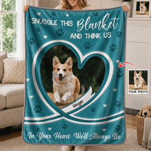 Couverture en flanelle personnalisée « Je serai toujours dans ton cœur » avec empreinte de patte et prénom – Cadeau d'anniversaire ou en souvenir pour les amoureux des animaux