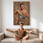 Personalised Oil Painting Style Athlete Photo Canvas Prints with Name Home Decor Ship from USA Birthday Team Gift for Sports Lover