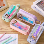 Personalized 3D Cartoon Character Large Capacity Mesh Pencil Case with Name Back to School Gift for Kids Students