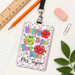 Personalised Happy To See Your Face PU Leather ID Badge Holder with Text Back to School Teacher's Day Appreciation Gift for Teacher
