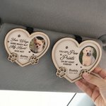 Personalised Pet Photo Paw Wooden Heart Car Visor Clip Frame with Name and Year Memorial Sympathy Gift for Pet Owners Friends