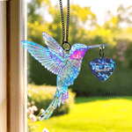Ornamento in acrilico personalizzato “In Loving Memory” con colibrì, farfalla e decorazioni scintillanti, con nome e anno – Oggetto decorativo per la casa, regalo commemorativo per familiari e amici 2