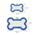 Médaille pour chien personnalisée avec nom et motif - Forme d'os et bordure pailletée - Cadeau d'anniversaire pour propriétaires d'animaux