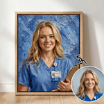 Tableau sur toile médical personnalisé avec photo et nom - Effet peinture à l'huile moderne - Cadeau d'anniversaire pour médecin ou infirmière
