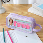 Personalized 3D Cartoon Character Large Capacity Mesh Pencil Case with Name Back to School Gift for Kids Students