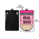 Personalized Polka Dots Pencil Design PU Leather ID Badge Holder with Text Back to School Teacher's Day Appreciation Gift for Teacher