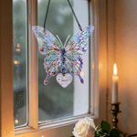 Ornamento in acrilico personalizzato “In Loving Memory” con colibrì, farfalla e decorazioni scintillanti, con nome e anno – Oggetto decorativo per la casa, regalo commemorativo per familiari e amici 4