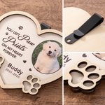 Personalised Pet Photo Paw Wooden Heart Car Visor Clip Frame with Name and Year Memorial Sympathy Gift for Pet Owners Friends