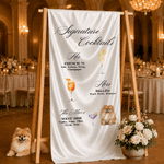 Personalized Signature Cocktails Pet Photo Silk Banner with Title and Cocktail Formula Wedding Party Gift for Couples Newlyweds