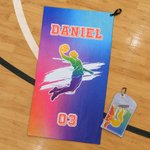 Personalised Soccer Basketball Sports Silhouette Name Quick Drying Sports Towel with Number and Lanyard Club Game Day Birthday Gift for Sport Lovers