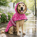 Personalized Cute Paw Print Waterproof Pet Raincoat with Name Daily Pet Care Birthday Gift for Pet Owner Pet Lover